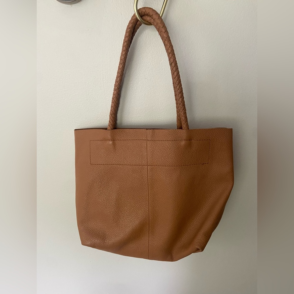 Maje Brown Leather Bag with Minimalist Design